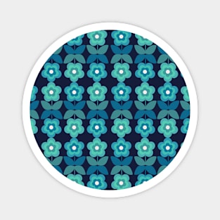 Rows of Garden Flowers Blue and Green Magnet